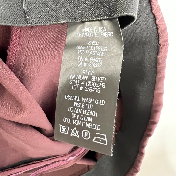 Theory Black Cherry Navalane Becker Skinny Pants Size 2 - Picture 5 of 5